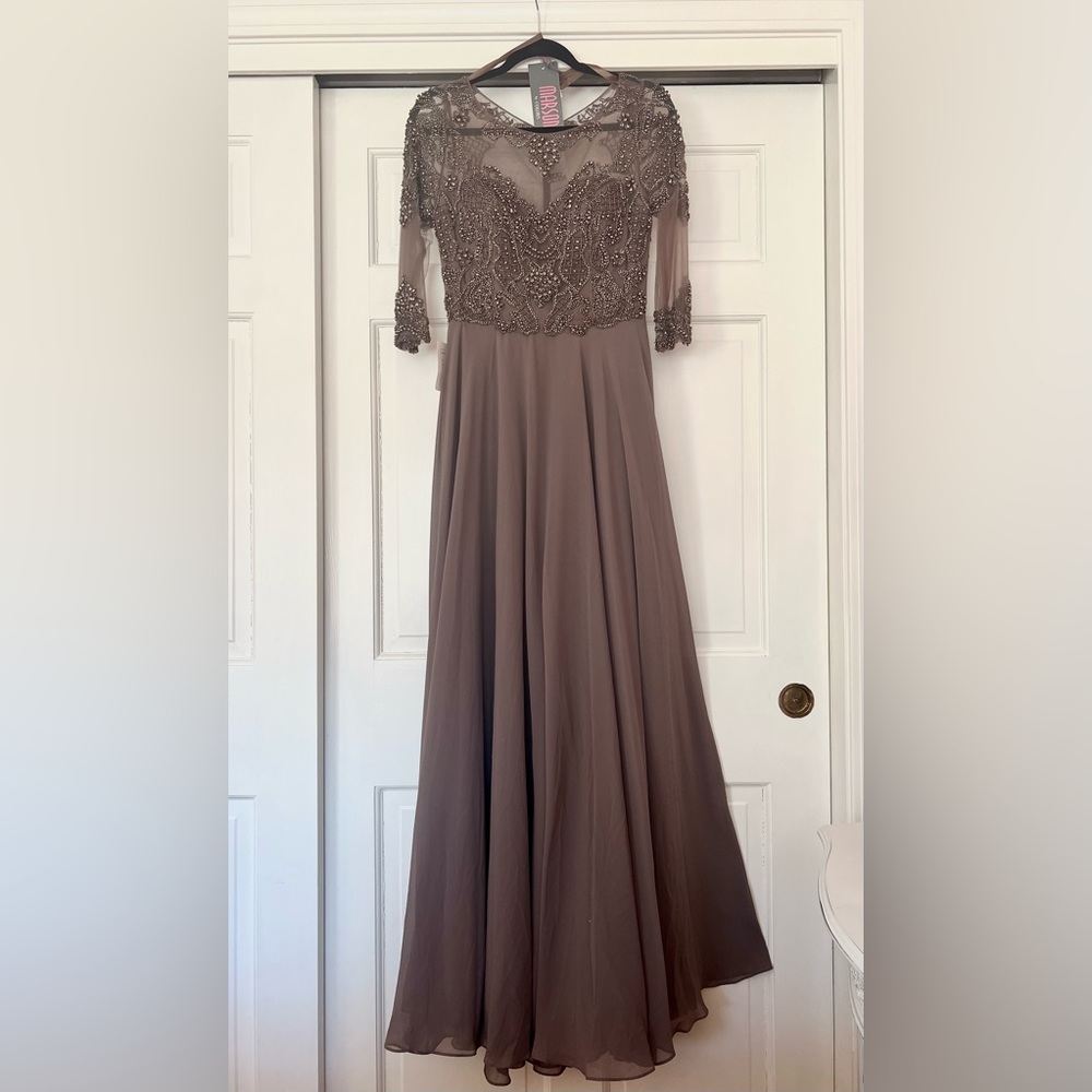 NWT Women's Formal Floor-Length Gown Beaded & High Neck